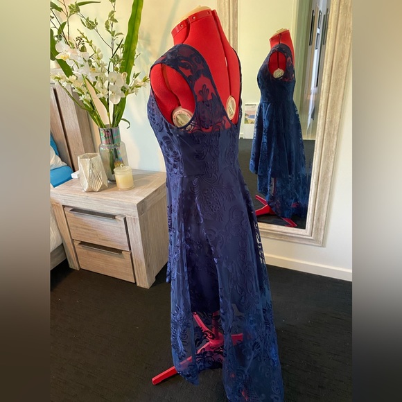 Pilgrim - Size 12 Stunning Navy Blue high low lace gown Also selling size 8 NWT - Picture 7 of 11